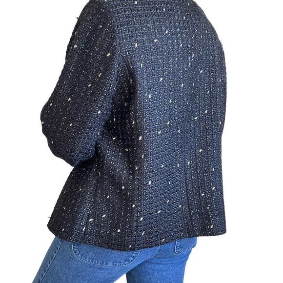 Vintage 80s Berek Black Tweed Rainbow Jeweled Beaded Blazer Jacket XL - Picture 5 of 10